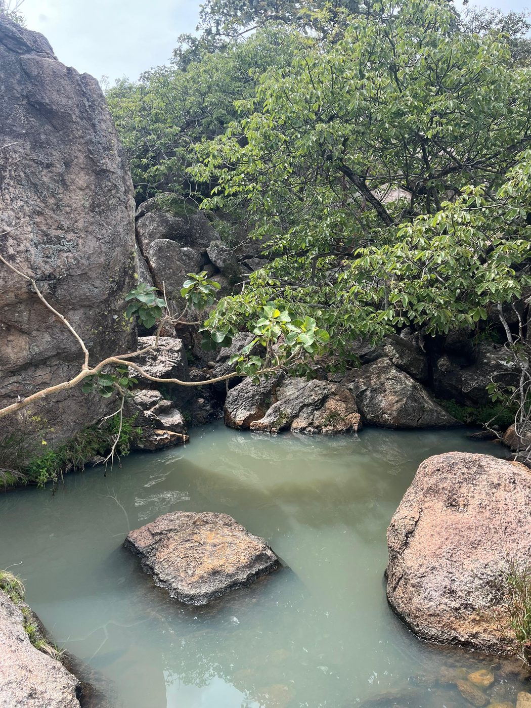 Poza de agua entre rocas en Reserva Caxcanes